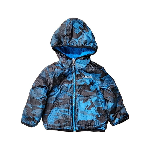 Infant Boys Blue Jacket Hooded Coat With Reversible Fleece 12-18 Months