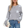 thumbnail image 5 of Crewneck Sweaters for Women Trendy Star Sweater Casual Pullover Sweaters Fall Lightweight Girls Sweaters Shermie, 5 of 6