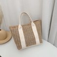 thumbnail image 4 of Bolsa de hombro tejido en contraste de Color para mujer, de mano de playa de verano a la moda para mujer Likrtyny Para Estrenar, 4 of 9