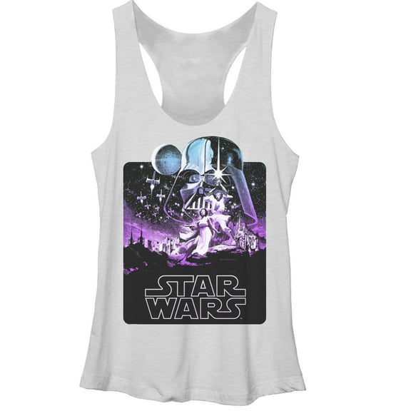 Women's Star Wars Epic Artwork Racerback Tank Top White Heather Large