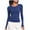 Dark Blue, variant on Kaemgyyd Long Sleeve Shirts for Women Seamless Crew Neck Workout Tops Breathable Quick Dry Stretch Running Yoga Tee