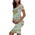 thumbnail image 4 of ZVAVZ Robes de Vacances Grande Taille pour Femmes, Robe de Soleil à Manches Courtes Col Rond Fleur Décontractée Extensible Grossesse Grande Taille Allaitement Multicolore, m, 4 of 6
