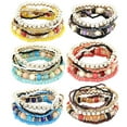 thumbnail image 7 of Grandest Birch 6 Sets/42Pcs Women Boho Bohemian Mix Style Multilayer Elastic Beaded Bracelets for Banquet Party,Green, 7 of 7