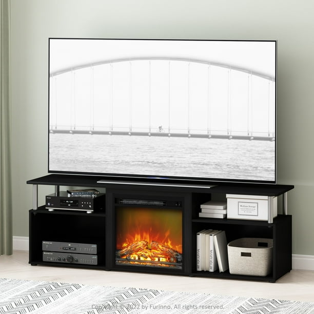 Furinno Jensen Fireplace Entertainment Center for TV up to 70 Inch with