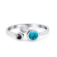 thumbnail image 2 of New Design Petite Dainty Turquoise Black Agate Ring Band 925 Sterling Silver Size 8, 2 of 5