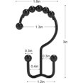 thumbnail image 4 of Wattne Shower Curtain Hooks Rings, Rust-Resistant Metal Double Glide Shower Hooks for Bathroom Shower Rods Curtains, Set of 12 Hooks - Matte Black, 4 of 7