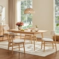 thumbnail image 2 of Spruce & Spring Chenille Upholstered Dining Chair with Solid Wood Legs Cream-Natural Wood, Set of 2, 2 of 12