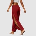 thumbnail image 2 of Wutalume Yoga Pants for Women - High Slit Harem Boho Flowy Trousers with Wide Leg, Breathable Lightweight Pants for Gym, Dance & Daily Casual Wear,Wine 2XL, 2 of 7
