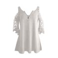 thumbnail image 4 of Plus Size Cold Shoulder Tunics Tops for Women Sexy Short Sleeve Tshirt Summer Casual Flowy Blouses with Zipper, 4 of 5