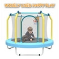thumbnail image 5 of Toddler Trampoline with Safety Enclosure Net, Segmart Mini Trampoline with Cartoon Basketball Hoop, Recreational Trampoline with No-Gap Safe Design, Birthday Gifts for Boys & Girls, 5 of 7