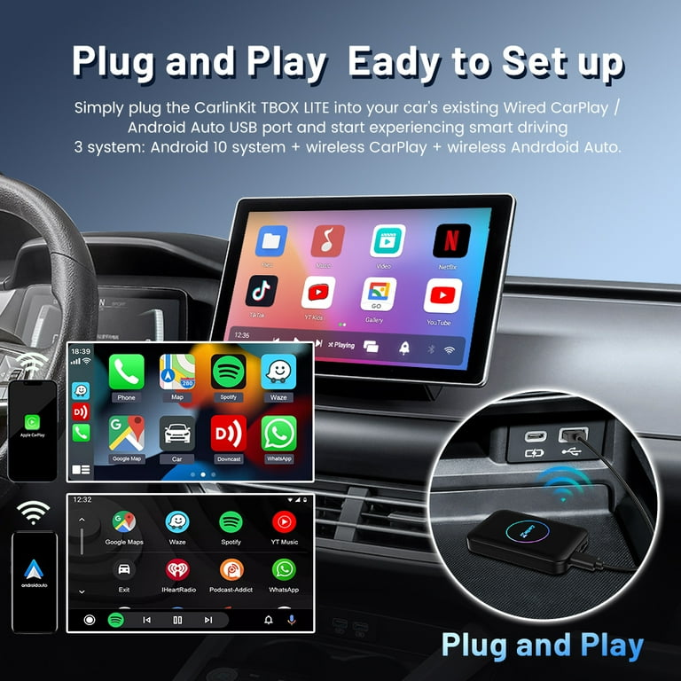 CarlinKit TBOX Lite, 3-in-1 Upgrade Version Wireless CarPlay Ai