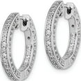 thumbnail image 2 of Sterling Silver Cz 134 Stones In And Out Round Hoop Earrings (13 X 13) Made Indonesia qe7566, 2 of 3