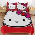 thumbnail image 2 of Cartoon Hello Kitty Comforter Cat 3-Piece Bed Sheets Warm Kawaii Bedding Set Cute Soft Bedclothes for Boys Girls Kids Queen, 2 of 15