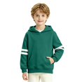 thumbnail image 4 of Ruyang Kids Long Sleeve Hooded Sweatshirt Striped Sleeve Pullover Hoodies Oversized Loose Kangaroo Pocket Sweatshirt for Girls, 4 of 9