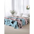 thumbnail image 5 of Pink Blue Paw Print Queen Size Flat Sheet, Wrinkleproof & Fadeproof Cooling Flat Bed Sheet Only, Vintage Farmhouse Rustic Wooden Grain Breathable Soft Bedding Top Sheets 90 x 102 Inches, 5 of 8
