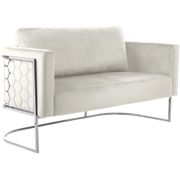 Meridian Furniture Casa Cream Velvet Upholstereded Loveseat
