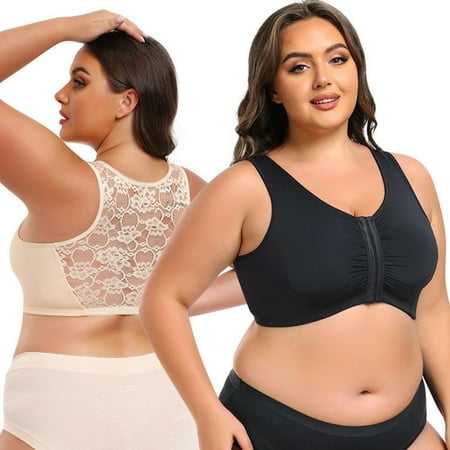 FJUCHAI Women s Full Cup Underwire Bra Front Close Tank Top Bra Plus Size Sports Underwear Side Breasts Bra