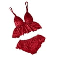 thumbnail image 1 of Mashaouyo 2025 Intimes Femmes Pyjama en Velours Col en V Ensemble Short Nœud Papillon, 1 of 3
