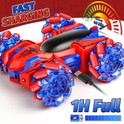 Carsky Double-Sided RC Stunt Car, 360° Spins Spider 4WD Remote Control Vehicle with Side-Driving, LED Lights & All-Terrain Tires, Rechargeable Racing Toy Gift for Boys & Girls 6-12