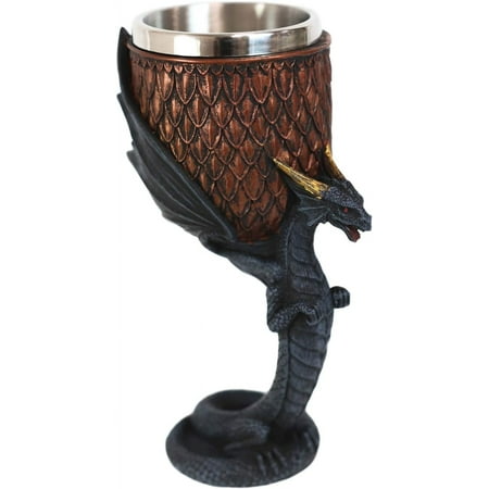 

Dragon Scales With Servant Winged Stem And Base Drinking Wine Goblet Chalice 7.25 Tall Drink Beverage Cup Vial Of Dragons Blood Medieval Renaissance Accent