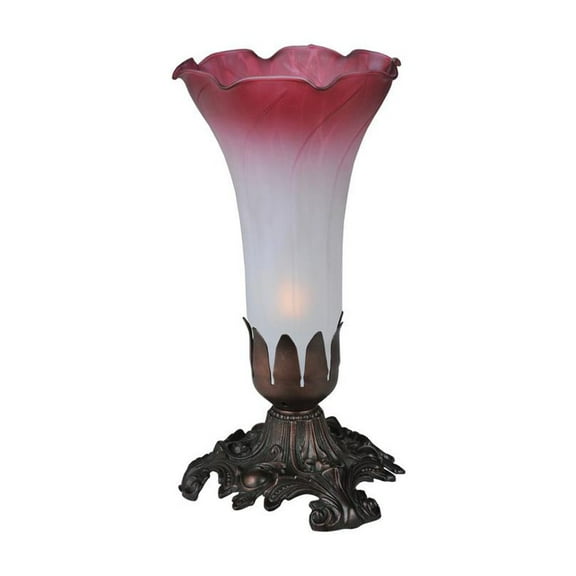 Meyda Lighting 8"H Pink/White Pond Lily Accent Lamp