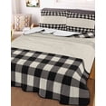 thumbnail image 3 of Quilts King Size Bedding Set, Retro Black Lightweight Quilted Comforter, Farmhouse Buffalo Plaid Vintage Beige Soft Reversible Bedspread Coverlet with Pillow Covers for All Season, 96" x 106", 3 of 7