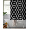 thumbnail image 2 of Split Shower Curtain for Transfer Bench, Black Boho Geometric Fabric Shower Curtains for Bathroom, Retro Simple Ethnic Abstract Motifs Tub Sliding Transfer Bench Waterproof Bath Curtains 72"x78", 2 of 9