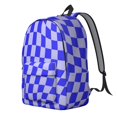 thumbnail image 2 of Blue Wavy Checkered Pattern Backpack for School, Cute School Bag with Adjustable Shoulder Straps and Padded Back, 15.7"x11.8"x5.5", 2 of 5