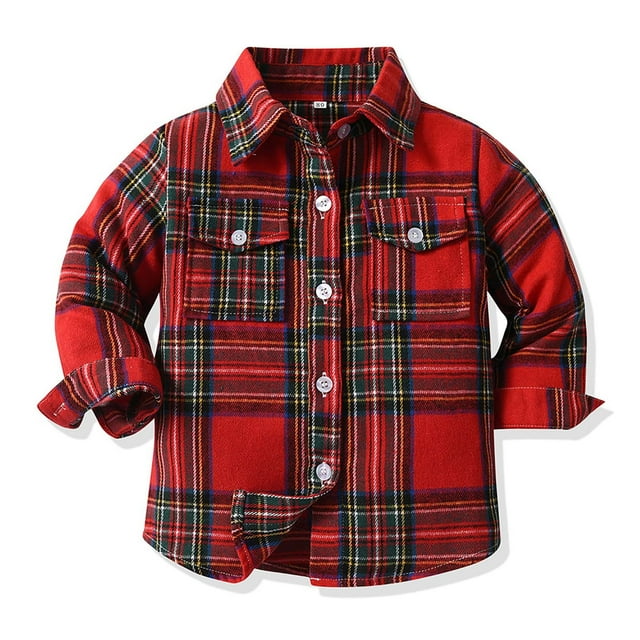 Tranfacy Chemises à Carreaux à Boutons pour Garçons et Filles Manches Longues Style Preppy Chemise d'Automne Col Rabattu Mode