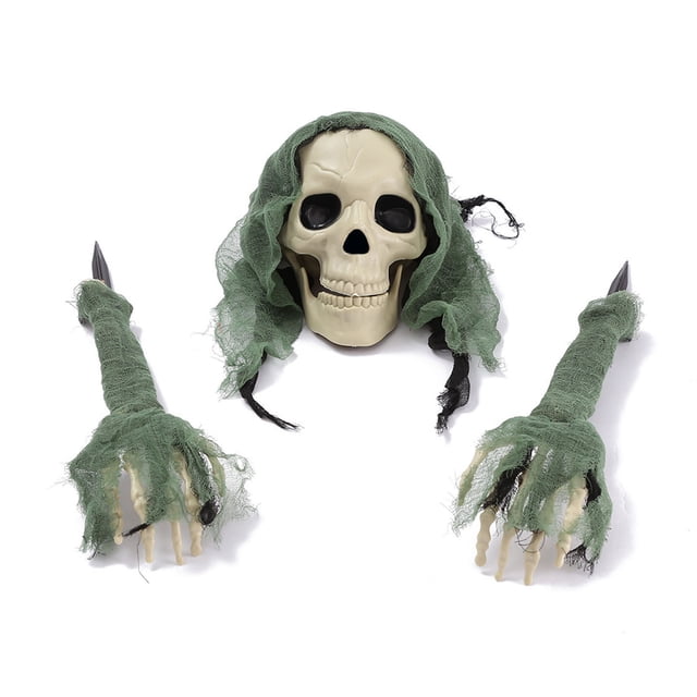 YoGold Décorations d'Halloween Zombie Rampant aux Yeux Rouges Lumineux et au Son Effrayant (Fonction d'Activation), Accessoires Zombies Animés pour Déco d'Halloween de Cour et de Jardin A