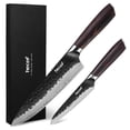 thumbnail image 1 of Hecef 2-Piece Kitchen Knife Set, 8-Inch Chef Knife & 5-Inch Utility Knife, 9Cr18Mov High Carbon Stainless Steel, Hammered Clad Blade with Pakkawood Handle, Razor Sharp Cooking Knives, 1 of 9
