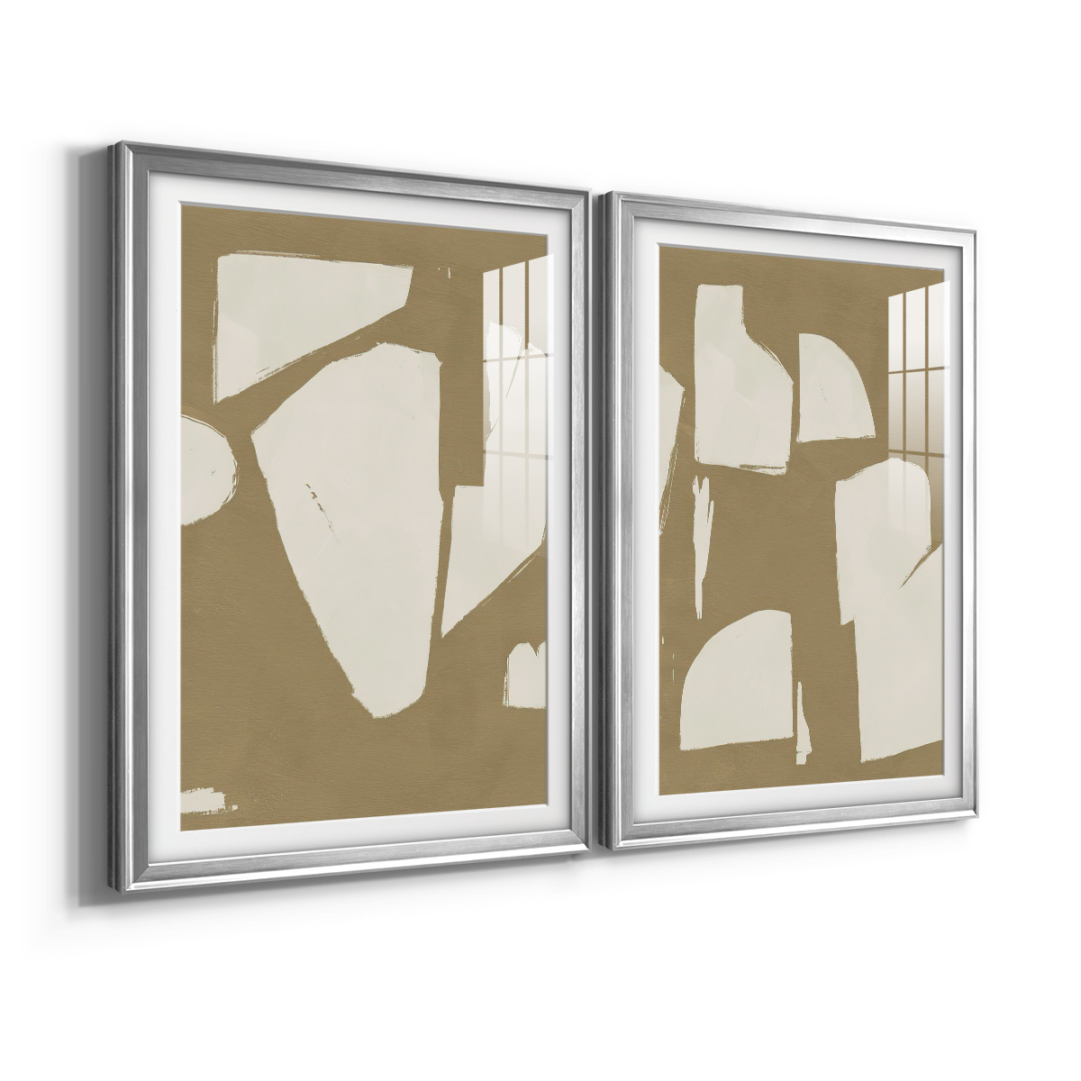 Wexford Home Chunky Abstract III Premium Framed Print, 26.5" x 36.5" - Ready to Hang, Silver (Set of 2)