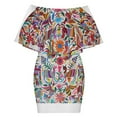 thumbnail image 6 of Otomi Fabric Mexico Art Women's Off The Shoulder Ruffles Summer Wedding Guest Loose Casual Party Beach Dress, 6 of 9