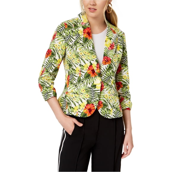 XOXO Womens Ruched Sleeve One Button Blazer Jacket, Black, Juniors, Small