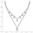 thumbnail image 2 of 925 Sterling Silver Rhodium Plated Cubic Zirconia Religious Faith Cross With 2inch Ext. Necklace 16 Inch 0.375mm Wide Pe, 2 of 2