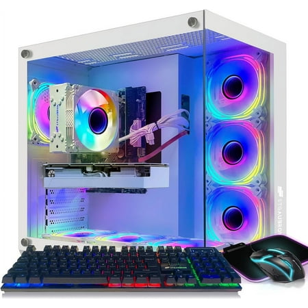 STGAubron Gaming Desktop PC,Intel Core i7-8700 up to 4.6G,16G DDR4,1T SSD,GeForce RTX 3060 Ti 8G GDDR6,600M WiFi,BT 5.0,RGB Fan x 7,RGB Keyboard&Mouse,RGB Mouse Pad,W11H64