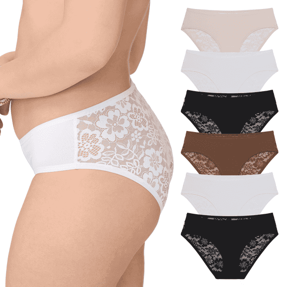BLAKE & CO. Women's Micro and Lace Hipster Underwear, 6-Pack, Sizes S-2X
