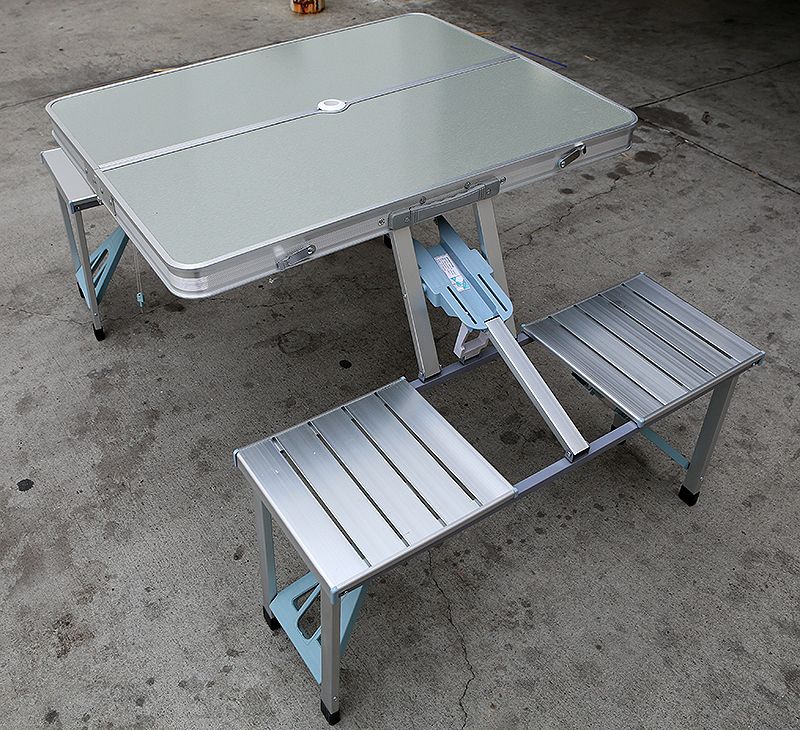Xtremepowerus Folding Picnic Set Table With 4 Seats Aluminum Suitcase Handy Carry Walmart Com Walmart Com