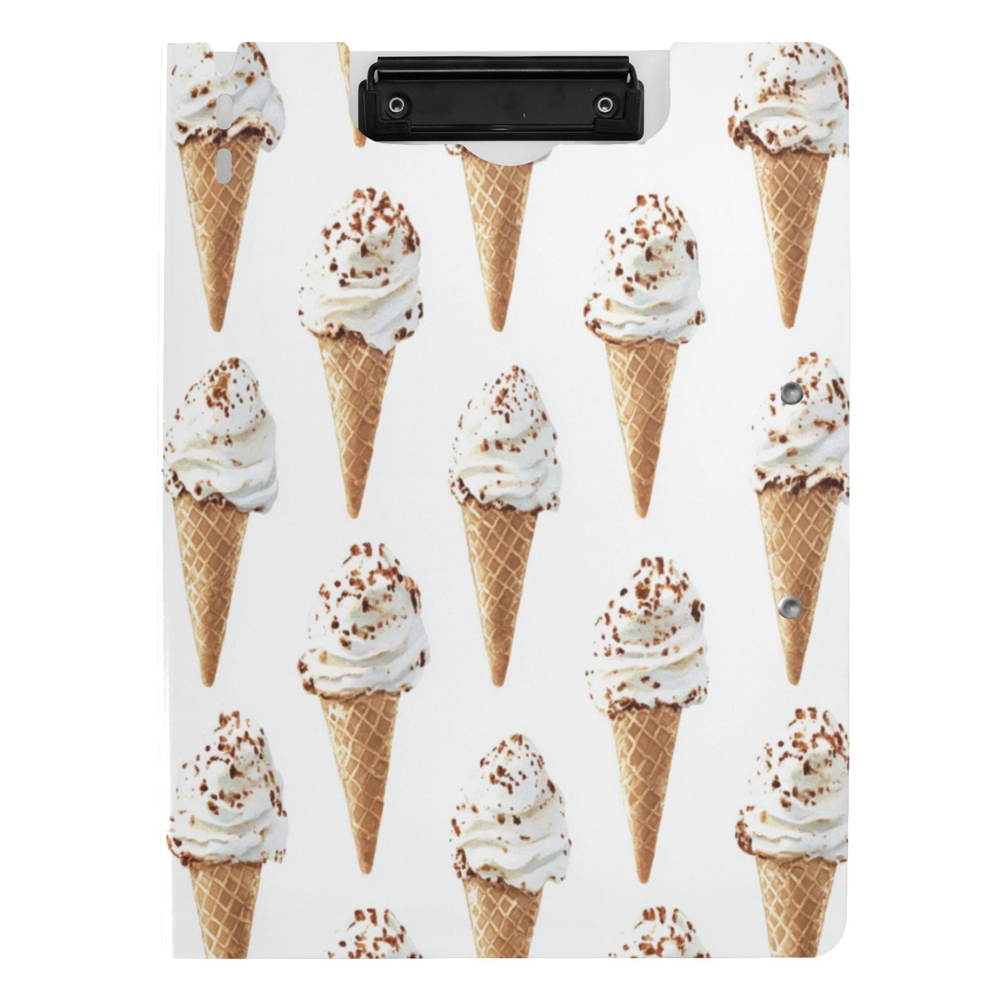 FORMRS A4 Clipboard Folder with Pen Holder Horizontal Foldable School Office Binder, Cartoon Ice Cream Pattern