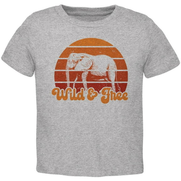 Elephant Wild And Free Retro Sun Toddler T Shirt Heather Toddler Size 5/6
