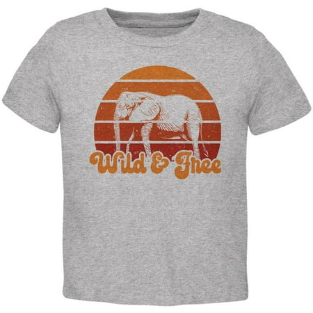 

Elephant Wild And Free Retro Sun Toddler T Shirt Heather 3T