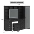 thumbnail image 4 of Vanity Desk Full Length Mirror & LED Mirror with Power Outlet, Makeup Vanity 14 Drawers & 10 Shelves, Hidden Storage Capacity, Dimmable & 3 Color Lighting Dressing Table for Bedroom, Black, 4 of 9