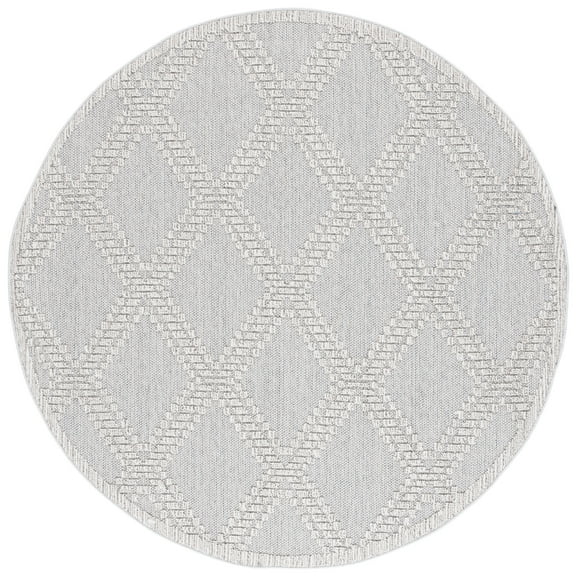 SAFAVIEH Martha Stewart Global Diamond Indoor/Outdoor Area Rug, Grey/Light Grey, 6'7" x 6'7" Round