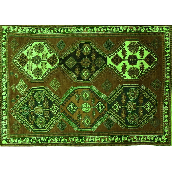 Ahgly Company Indoor Rectangle Persian Green Traditional Area Rugs, 5' x 8'