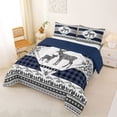 thumbnail image 2 of Castle Fairy Vintage Aztec Deer King Size Comforter Sets 3pcs,Bohemian Theme Geometric Plaid Comforters King Size,Navy Blue Reversible,1 Comforter and 2 Pillowcases, 2 of 6