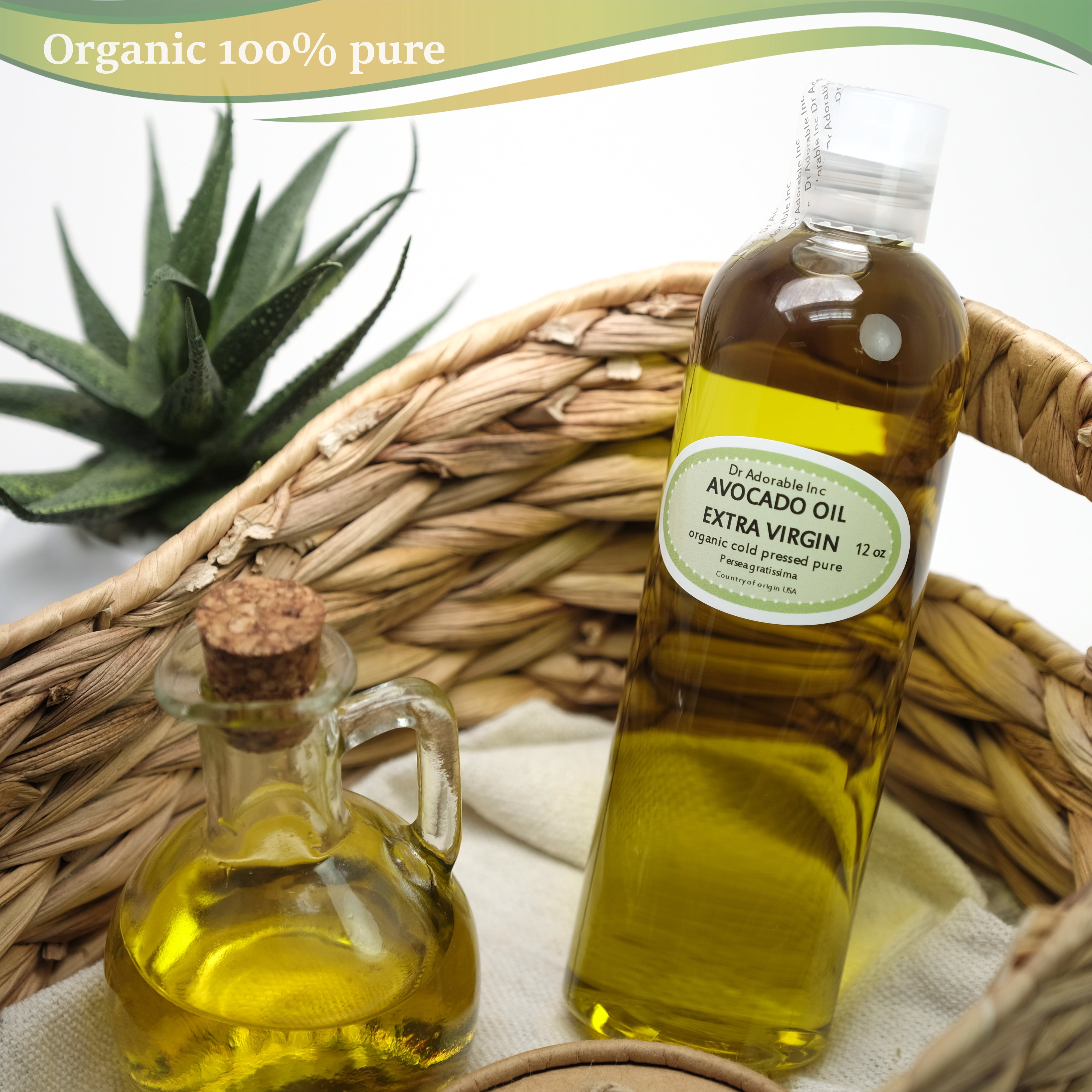 Dr. Adorable - 100% Pure Avocado Oil UNREFINED - Organic Cold Pressed Extra Virgin Natural Hair Skin - 12 oz