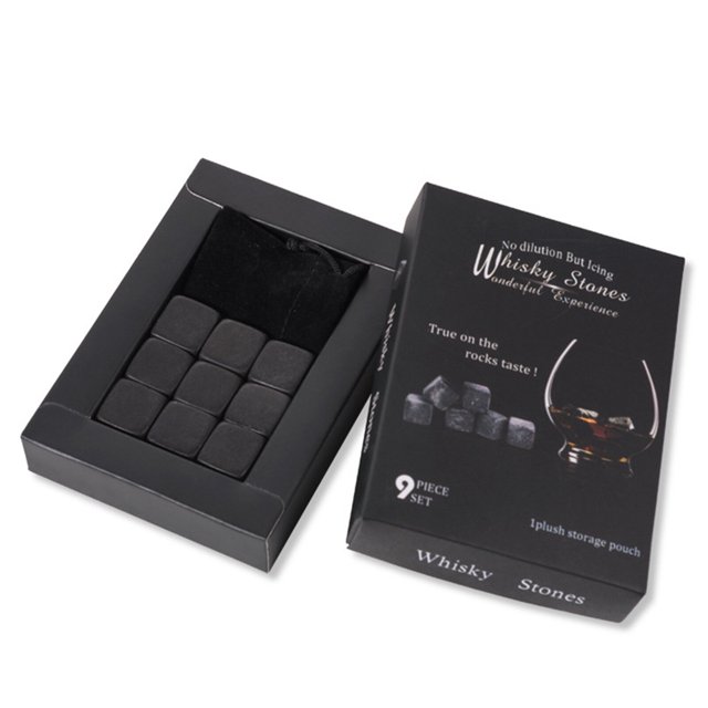 9PCS Whiskey Stones Set Chilling Stones Whiskey Ice Stones Chilling Rocks Drinks Cooler Cubes Reusable for Whiskey Wine Beer Juice