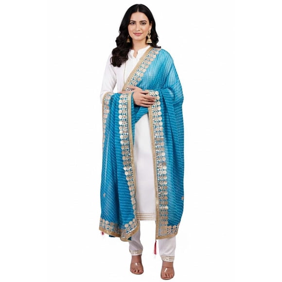 DWEEP SARA Women’s Ethnic Party & Festive Wear Festive Special Blue Dupatta
