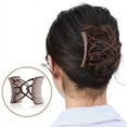 thumbnail image 5 of 4 Pieces Stretchy Double Comb Hair Clip Adjustable Elastic Hair Comb No Crease Hair Pins Hair Accessories for Women Curly Thick Wavy Hair Ponytail (Black, Coffee), 5 of 6