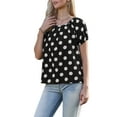 thumbnail image 4 of INSPIRE CHIC Polka Dots Tops for Women's Short Sleeve Crew Neck Summer Casual Lightweight Blouse Shirts XS Black, 4 of 6